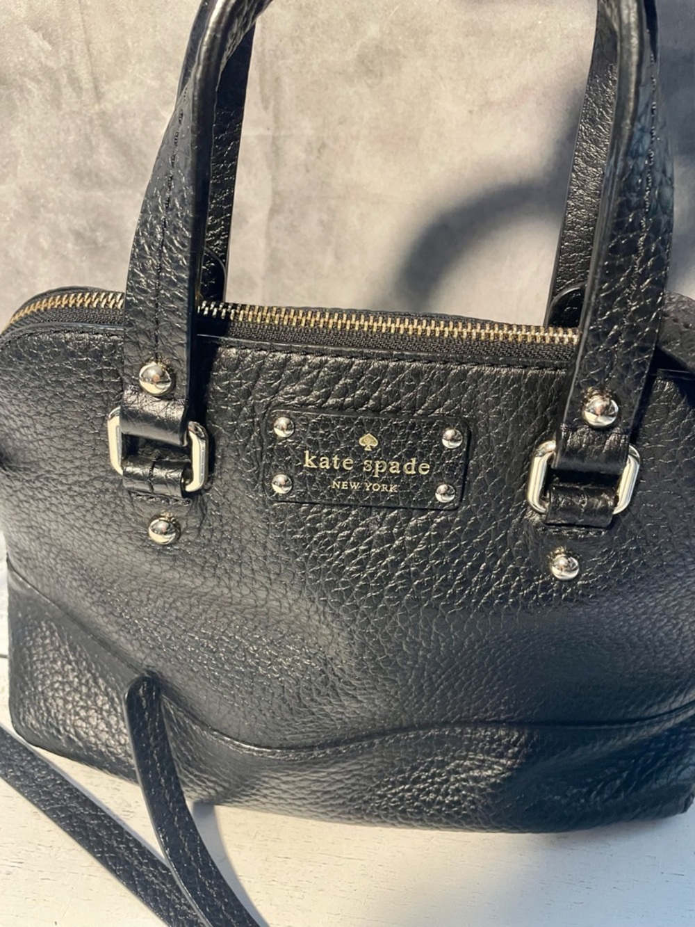 kate spade Black Pebbled Leather Satchel with Crossbody Strap - Picture 4 of 15